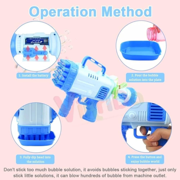 32 Holes Bubble Gun with Bubble Solution - Image 2
