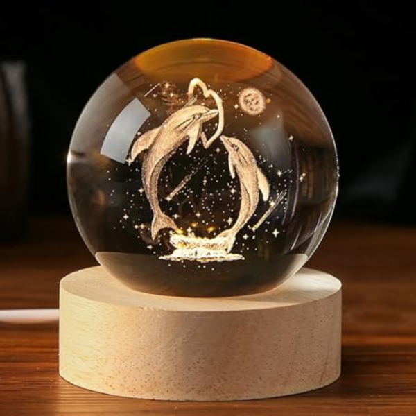 3D DOLPHIN Crystal Ball Lamp for Home, Office - Image 4