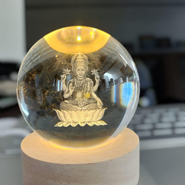 3D Lord Laxmi ji Crystal Ball Lamp for Home, Office