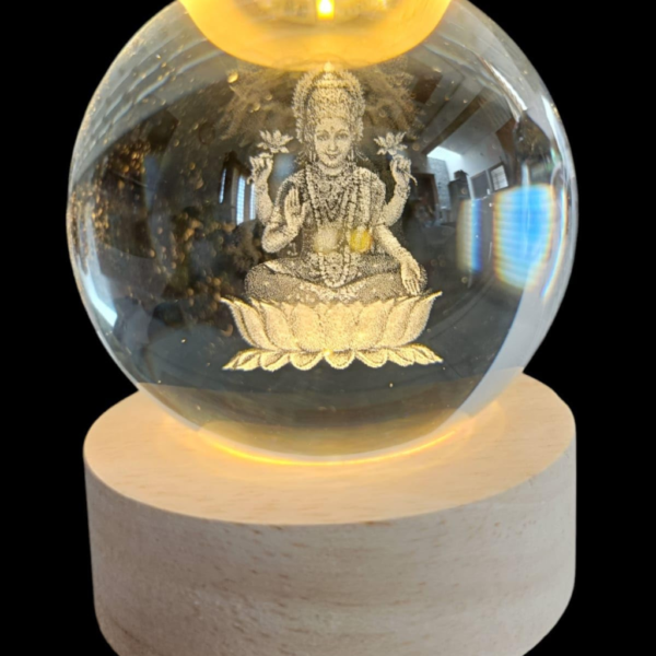 3D Lord Laxmi ji Crystal Ball Lamp for Home, Office - Image 2