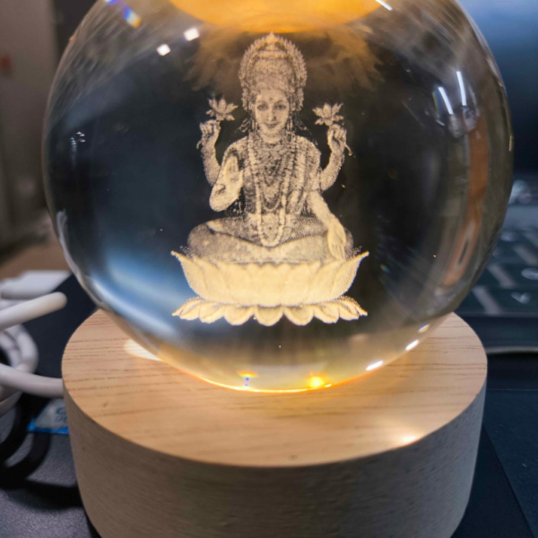 3D Lord Laxmi ji Crystal Ball Lamp for Home, Office - Image 3