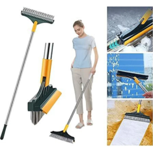 Adjustable Squeeze 2 in 1 Bathroom Brush with Scraper