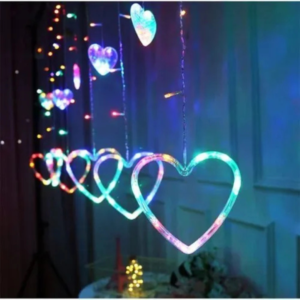 6x6 Multicolour Heart Light Curtain