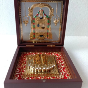 Shri Venkateshay God and Charan Paduka (Gold and Silver Plated)