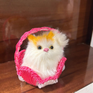 Adorable Fluffy Cat Toy in Basket