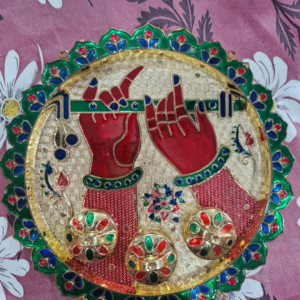 Haldi Kumkum Roli Chawal Golden Big Pooja Plate (Pack of 2)