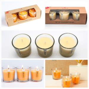 Premium Scented T-lite Wax Candle in Glass (Set of 3 Pcs)