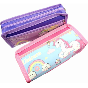 Two Zipper Compartment Stationery Pouch