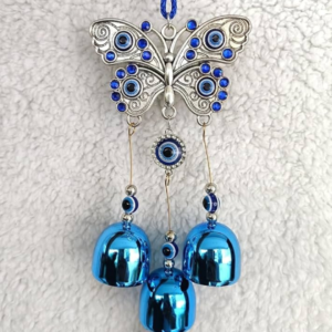 Beautiful Metallic Silver Butterfly Evil Eye