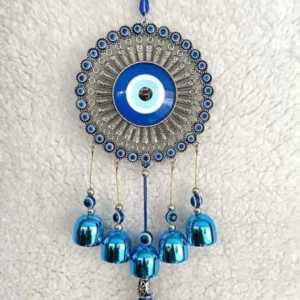 Beautiful Metallic Silver Flower Evil Eye