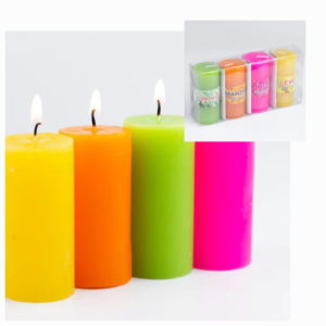 4 Multicolour Fragrance Pillar Shape Wax Candle
