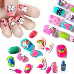 Girls Artificial 12 Pcs Nails Art Kit with Glue Gel (Pack of 2)