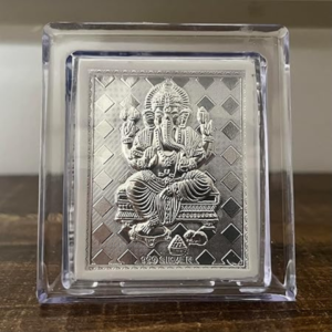 Lord Ganesh Silver Frame with Stand