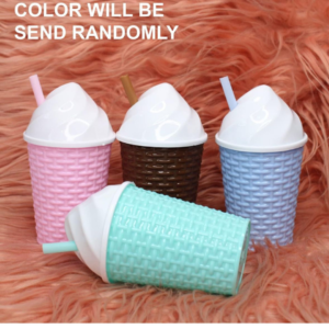 Ice Cream Cone Shape Sipper With Straw (Set of 2)