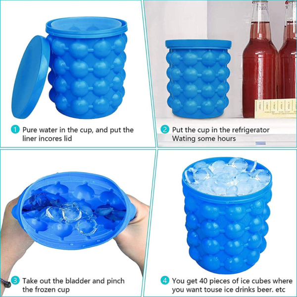 Silicone Ice Cubes Maker Genie Space Saving Dual Chambers