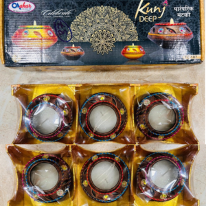 Handmade Kunj Deep 3 Matki with Candle