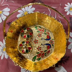 Haldi Kumkum Roli Chawal Golden Basket