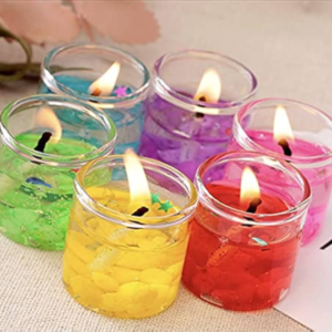 6 Pcs Smokeless Mini Sparkle Wax Glass Candles (Pack of 2)