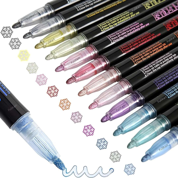 Outline Metallic Marker Glitter Pen (Set of 12)