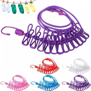 Cloth Drying Rope with Hooks with 12 Pcs Clips