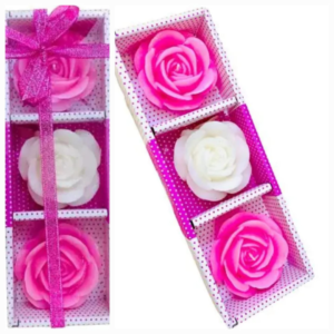 Scented Big Rose Wax Candle (Set of 3 Pcs)