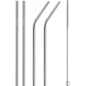 Reusable Stainless Steel Metal Straws with Brush