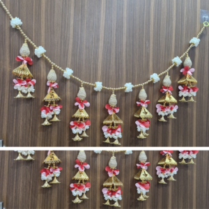 Handicraft Premium Swastik with Flower & Golden Beads Toran