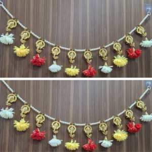 Handicraft Shri Ganesh with Flower and Beads Toran