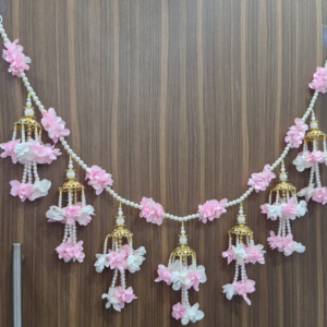 Handicraft Premium Pink & White Flowers with Beads Toran