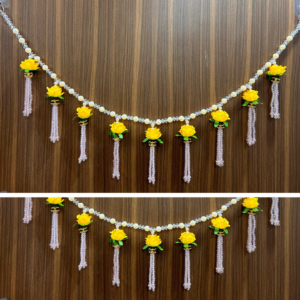 Handicraft Premium Yellow/Red/Pink Rose with white Beads Toran