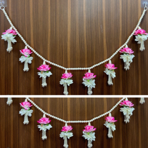 Handicraft Premium Pink Rose with Beads Toran