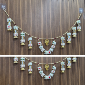 Handicraft Shri Ganesh/Pink Flower with Beads Toran