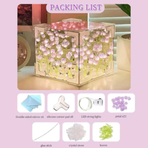 DIY Magic Cube Tulips Flower Night Light Mirror Lamp