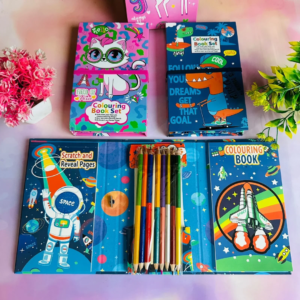 2 in 1 Colouring Book Set & Scratch Pad with 8 dual Colour